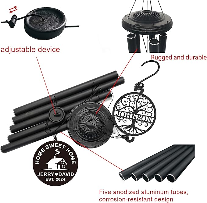 37'' Personalized House Warming Gifts New Home Wind Chimes,Housewarming Gifts Ideas for Women, Men, Couple, New Homeowner,Outdoor Decor for Patio,Garden,Yard