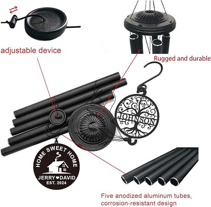 37'' Personalized House Warming Gifts New Home Wind Chimes,Housewarming Gifts Ideas for Women, Men, Couple, New Homeowner,Outdoor Decor for Patio,Garden,Yard
