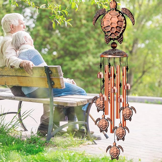YXOTJHS Turtle Wind Chime for Outside, Sea Turtle Gifts for Women, 35IN Windchimes Outdoors, Turtle Decor for Outdoor Garden Yard Home, Beach Wind Chimes Gifts for Mom Grandma