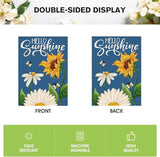AVOIN colorlife Daisy Sunflower Hello Sunshine House Flag 28x40 Inch Double Sided, Summer Seasonal Holiday Burlap Yard Outdoor Decoration Blue