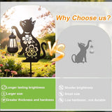 2 Pack Black Cat Solar Lights Set Metal Decorative Solar Cat Hanging Lights Outdoor Set Unisex Pet Gift Waterproof Garden Decor,Outdoor Ornament Perfect for Women' Birthdays, Mother's Day