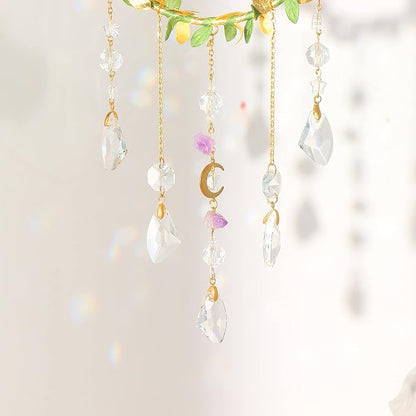 Suncatcher - Hanging Crystals Sun Catchers with Healing Amethyst for Windows, Glass Prisms Rainbow Maker, Home Decor, Blessed Gift Ideas