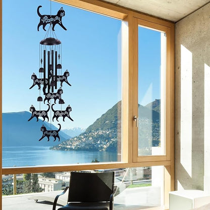 Outdoor Cats Wind Chimes Decoration, Mobile Wind Catcher, Retro Cat Wind Bells, Memorial Wind Chime, Blessing Windchime for Home, Balcony, Yard, Room, Xmas, Party, Indoor, Garden Decor, Gifts for Mom