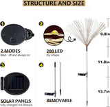 4 Pack Solar Firework Lights Outdoor, Adjustable 32" to 51" Extra Tall, Verified 200 LED Warm White Stainless Steel 3-Section Pole, 8 Modes Waterproof Starburst Garden Lights for Large Yard