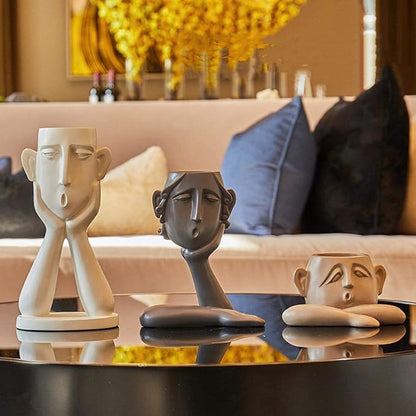 Garden Ornaments Decor Statue Outdoor,Abstract Unique Statue Sculpture Creative Statues and Sculptures Outdoor Decor for Garden,Abstract Figure Decoration Resin Flower Pot Vase Tv Cabinet