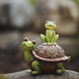 Resin Frog and Tortoise Garden Statue, Green Frog Tortoise Figure for Outdoor Decor Yard and Garden Decoration Resin Sculpture (Frog and Tortoise)