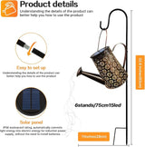 Outdoor Solar Watering Can with Lights Garden Decor Large Solar Powered Lanterns Hanging Waterproof LED Decorative Retro Metal Kettle String Lights for Table Yard Pathway Walkway Gardening Gifts