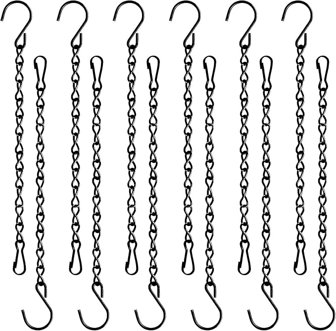 TAORISH 12 Pack 9.5 Inch Hanging Chain for Bird Feeders, Planters, Lanterns, Wind Chimes, Billboards, Chalkboards and Ornaments (Black)
