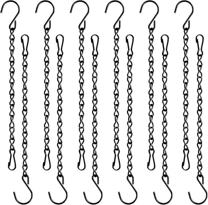 TAORISH 12 Pack 9.5 Inch Hanging Chain for Bird Feeders, Planters, Lanterns, Wind Chimes, Billboards, Chalkboards and Ornaments (Black)
