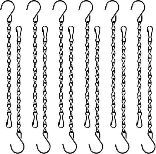 TAORISH 12 Pack 9.5 Inch Hanging Chain for Bird Feeders, Planters, Lanterns, Wind Chimes, Billboards, Chalkboards and Ornaments (Black)