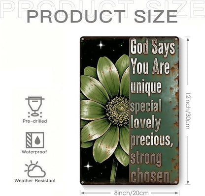 Garden Signs for Outside God Says You Are, Funny Metal Signs for Home Garden Patio Yard, Retro Gardening Gifts for Women, Wall Decor 12" x 8"