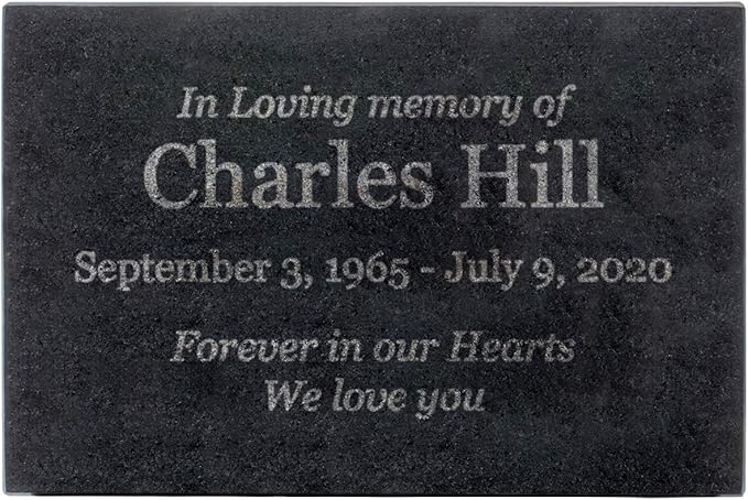 Customized In Loving Memory Black Granite Memorial or Sympathy Gift. Offered in a Variety of Sizes to Meet your Needs and Budget (12 x 8 x 2")