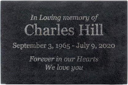 Customized In Loving Memory Black Granite Memorial or Sympathy Gift. Offered in a Variety of Sizes to Meet your Needs and Budget (12 x 8 x 2")