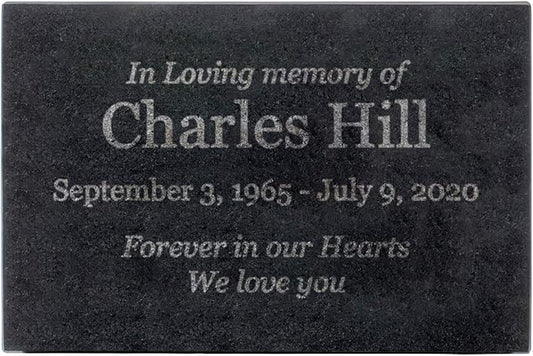 Customized In Loving Memory Black Granite Memorial or Sympathy Gift. Offered in a Variety of Sizes to Meet your Needs and Budget (12 x 8 x 2")