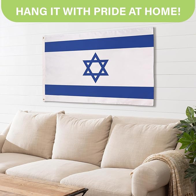 Evergreen Israel Flag 3x5 Outdoor Double Sided, National Flags for Outside with Grommets, Israeli 3-Ply Banners for Garden Patio, Indoor Wall Decor for Room, Works with Standard Estate Flag Poles