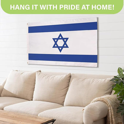 Evergreen Israel Flag 3x5 Outdoor Double Sided, National Flags for Outside with Grommets, Israeli 3-Ply Banners for Garden Patio, Indoor Wall Decor for Room, Works with Standard Estate Flag Poles