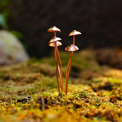 2 PCS Metal Mushroom Statue,Iron Art Mushroom Sculpture Flower Pot Decoration,Mushroom Statue Stake Decoration,Iron Mushroom Garden Ornaments for Patio Lawn Yard Decoration