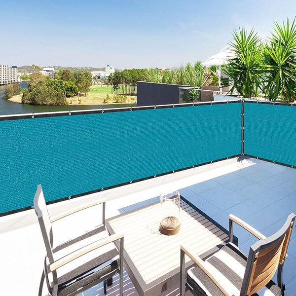 Houssity Turquoise 3' x 86' Balcony Deck Fence Privacy Screen Cover Panel Shade Cloth Fabric for Chain Link Fence Patio Pool Railing Walkway Porch Playground Dog Kennel Residence Commercial Use
