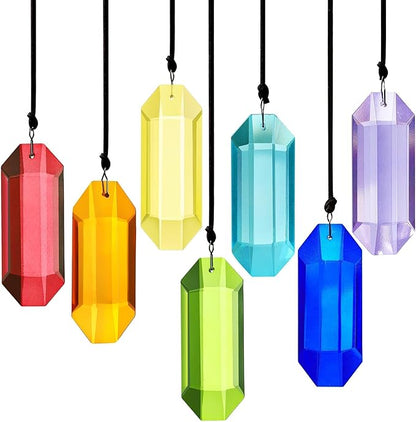HDCRYSTALGIFTS 7pcs Crystal Suncatcher Prisms 3'' Sun Catchers Indoor Window Rainbow Prism Suncatcher Hanging for Home Garden Decor,Glass Ornaments for Christmas Tree