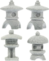 Yardwe Miniature Pagoda Statue Japanese Sandstone Lantern for Zen Garden Micro Landscape Indoor Outdoor Decoration 1.25X0.82X0.82 Inch Set of 4