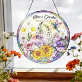 Birthday Gifts for Mom - 8 inch Mom’s Garden Inspired Stained Glass Suncatcher, Floral Window Hanging Ornament, Mothers Day Decorations Gift for Mom Grandma, Mom Birthday Gifts