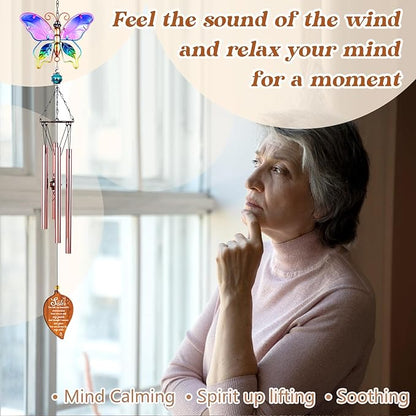 Butterfly Sympathy Wind Chimes,Memorial Gifts for Loss of Sister,Sympathy Gifts for Loss of Sister,Bereavement Condolence Remembrance Gift,Windchimes Outdoors