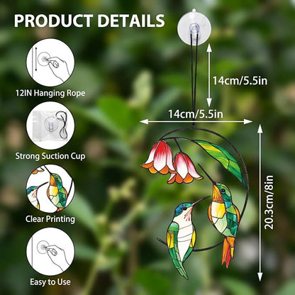 Hummingbird Gifts for Women, Hummingbird Sun Catcher for Window Hanging, Mothers Day for Mom Grandma Bird Lovers, Spring Suncatcher Garden Decor for Indoor Outdoor Windows(6)