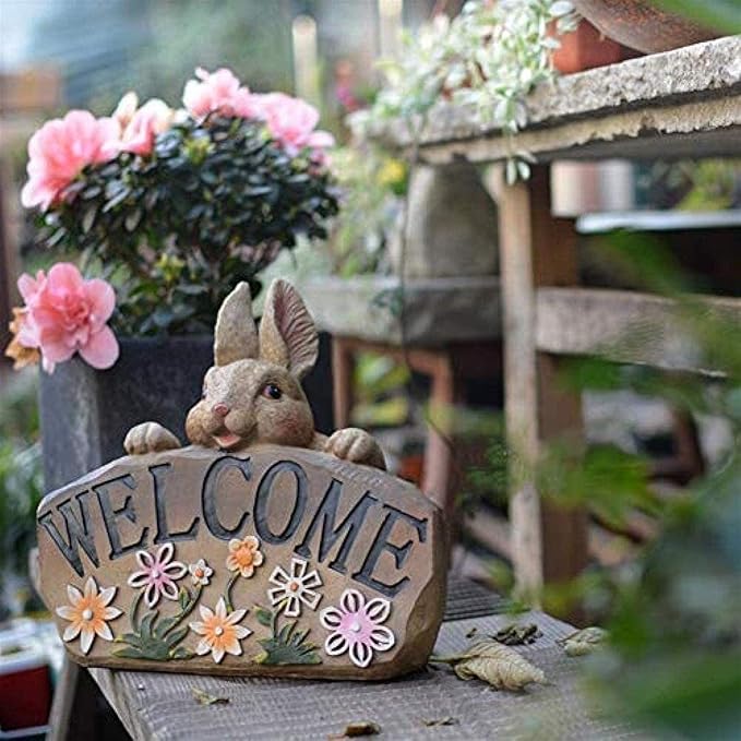 Garden Statues and Sculptures Outdoor Resin Rabbit Outdoor Ornament Stunning Garden Ornaments Decoration for Backyard,Porch,Home,Patio,Lawn Decorations