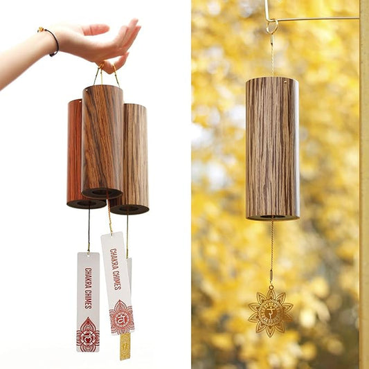 Chakra Chimes Natural Bamboo Wind Chimes Meditation Chord Windchime Wind Bell for Home Decoration Zen Mindfulness Solar Plexus Chakra