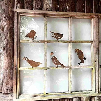 5PCS Rusty Metal Bird Garden Decor, Spring Yard Art Decorations for Outdoor Fence, Lawn & Patio – Unique Outdoor Ornaments