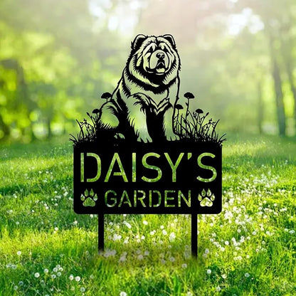 Custom Chow Chow Dog Metal Memorial Garden Stake Personalized Pet Grave Marker Name Sign Remembrance Stake Decor Sympathy Dog Loss,Outdoor Statues for Yard Garden Lawn Patio Pathway Grave Gift.