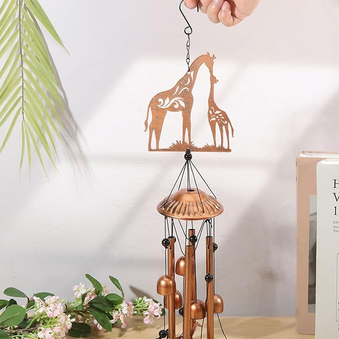 ORIGACH Giraffe Wind Chimes for Outside Giraffe Memorial Gifts Metal Windchimes Indoor Outdoor Home Decor for Garden, Lawn, Patio, Porch, Yard