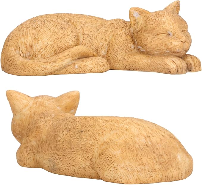 Hapivida Cat Garden Statue for Yard, Garden Memorial Stone Sleeping Cat Statue Decor Outdoor Resin Realistics Sculptures Decoration Gift