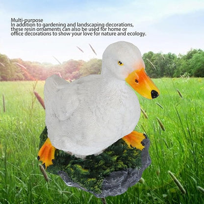 GLOGLOW Hand Painted Duck Garden Statue, Medium Size Decorative Outdoor Figurine for Yard Lawn Patio