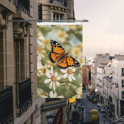 Spring Butterfly Flowers Flag 3x5 Ft Outdoor Flags Vertical Double Sided Garden Flag Funny Outside Yard Flag Party Banner for Wall Art Hanging Poster Indoor Outdoor Decoration