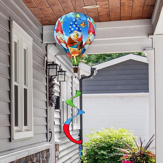 Gnome Sweet Gnome Spring Hot Air Balloon Wind Twister 54" x 12" Briarwood Lane