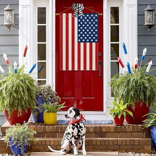 AVOIN colorlife 4th of July Patriotic Memorial Day House Flag 28x40 Inch Double Sided Outside, American Stars and Stripes Yard Outdoor Decoration