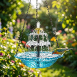 Solar Fountain for Bird Bath, Hanging Solar Cascade Bird Bath Fountain with Multi-Tier Waterfall, Solar Powered Outdoor Hanging Birdbath for Garden, Patio, Yard and Backyard Decor (Blue)