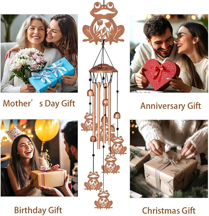 Large Aluminium Wind Chimes 33" Outdoor Deep Tone Memorial Wind Chime with Frog Wind Catcher, Sympathy for Loss of Loved Mom Father,Metal Wind Chimes for Garden Patio Balcony Home Decor
