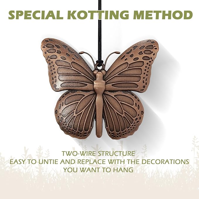 Butterfly Wind Chimes for Outside,32" Outdoor Wind Chime Butterfly Gifts for Women/Mother/Father/Christmas/Unisex,Unique Windchimes Outdoors Zen Garden Patio Home Yard Decor(Copper)