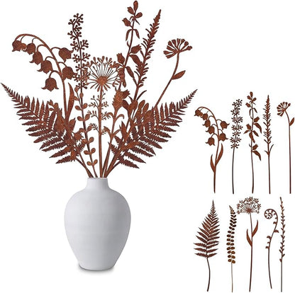 Duraaamo Set of 10 Metal Garden Stakes Decorative Metal Flowers for Outside Plants Stakes Yard Outdoor for Lawn Yard Walkway Pathway and Flower Garden
