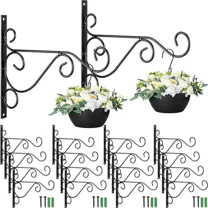 Tandefio 20 Pcs Hanging Plant Brackets 10 Inch Outdoor Wall Mount Metal Plant Hanger Hooks with Screws for Bird Feeder Wind Chime Lanterns Holiday Decoration (Black)