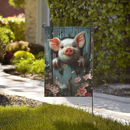 Funny Pig Garden Flags 12×18 Inch Double Sided Decorative Yard Banner Seasonal Flag for Outdoor Outside Decor