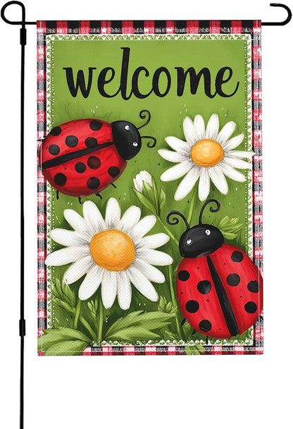 Aninal Flower Garden Flag Seasonal Double Sided 12 x 18 Inch Small Yard Flag for Indoor Outdoor Decor Holiday All Seasons