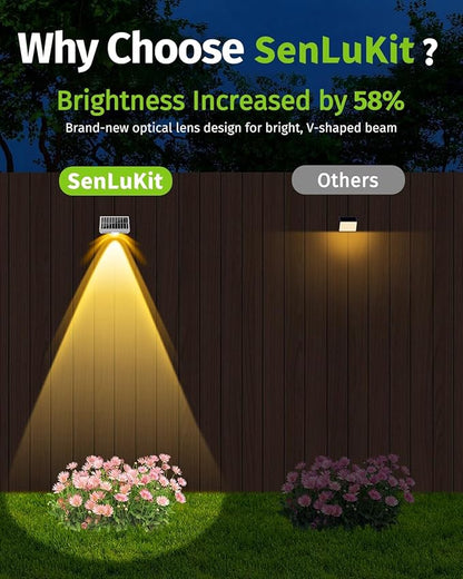 Solar Fence Lights Outdoor Waterproof High Brightness LED Spot Lens Deck Lights 7 Mode Warm & Cool White RGB Solar Powered Wall Lighting Decor for Outside Patio Step Backyard Railing - 8 Pack(White)