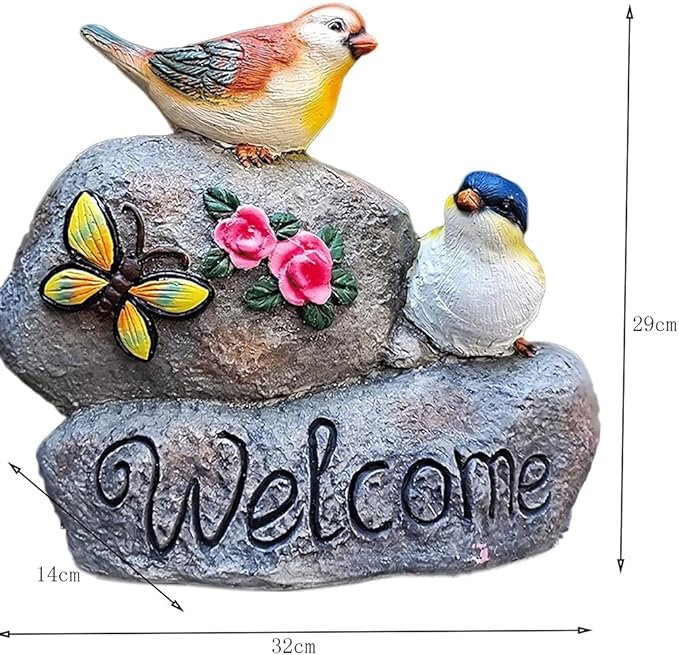 Sculpture Tabletop Statue Resin Welcome Sign Bird Garden Statue Animal Sculpture Art Decoration Terrace Lawn Garden Decoration Figurines