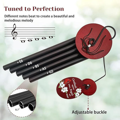 Windchime Cardinal Memorial Wind Chimes –Tuned Sympathy Wind Chime with “Cardinals Appear When Angels are Near” Saying, Red Bird Wind Sail, Outdoor Garden Gift for Loss of Loved One, Mom, Grandma