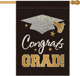 AVOIN colorlife Diploma Cap Congrats Grad House Flag Double Sided, Class Of 2026 Graduation Yard Outdoor Decoration 28 x 40 Inch