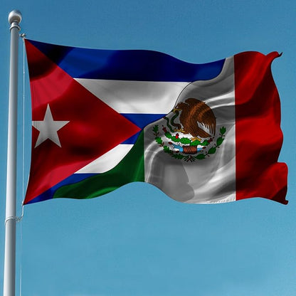 Cuba Cuban And Michoacan Mexico Mexican Flag 3x5 Ft Double-Sided Printed Indoor/Outdoor Flag Polyester Fabric Decorative Banner With 2 Brass Grommets 3x5 Foot National Flags For Outside