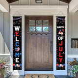 BlissYard 4th of July Themed Decorations 2Pcs Patriotic Decor Door Banner USA Banners Hanging Porch Signs for Independence Memorial Veterans Labor Day for Front Yard Indoor Outdoor Supplies